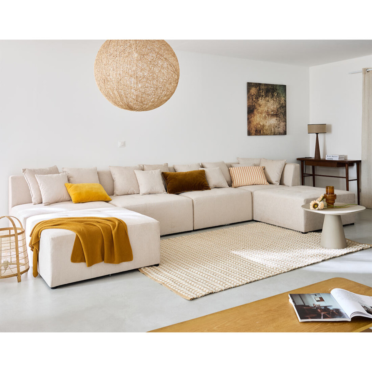 Amalfi - pouf modulable - en tissu - Beige
