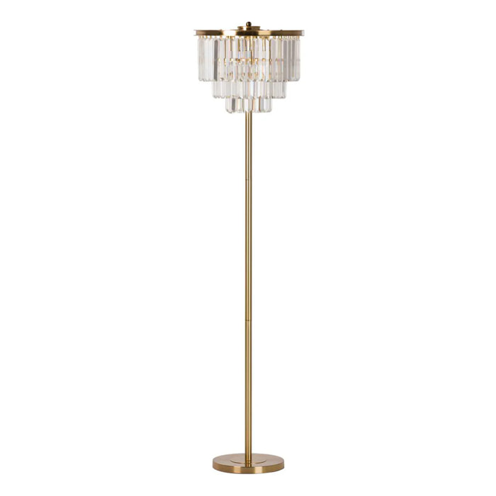 Lámpara De Suelo Metal Cristal Dorado 40x40x160 Cm