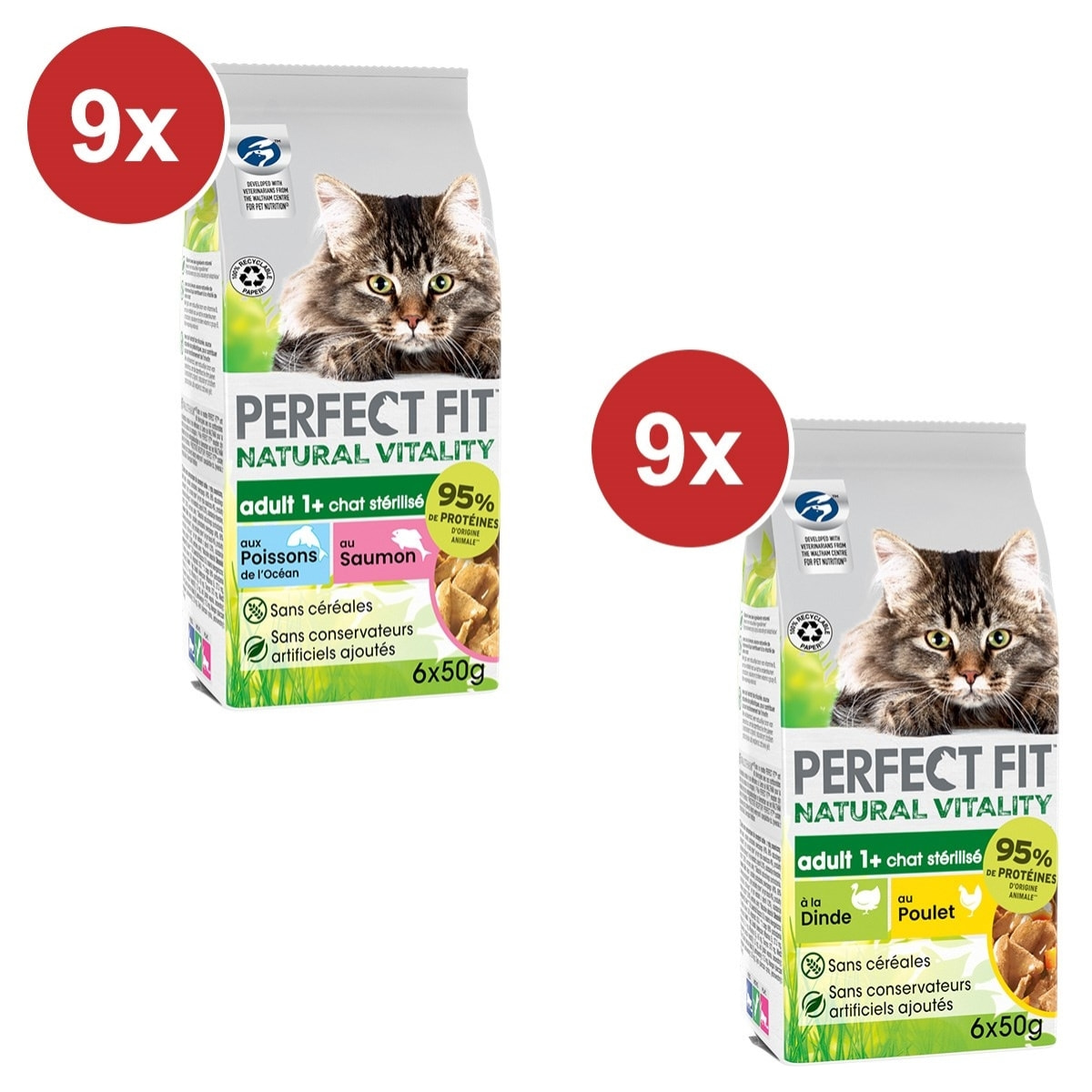 PERFECT FIT Natural Vitality 108 Repas pour chat Poissons + Volailles 50 g