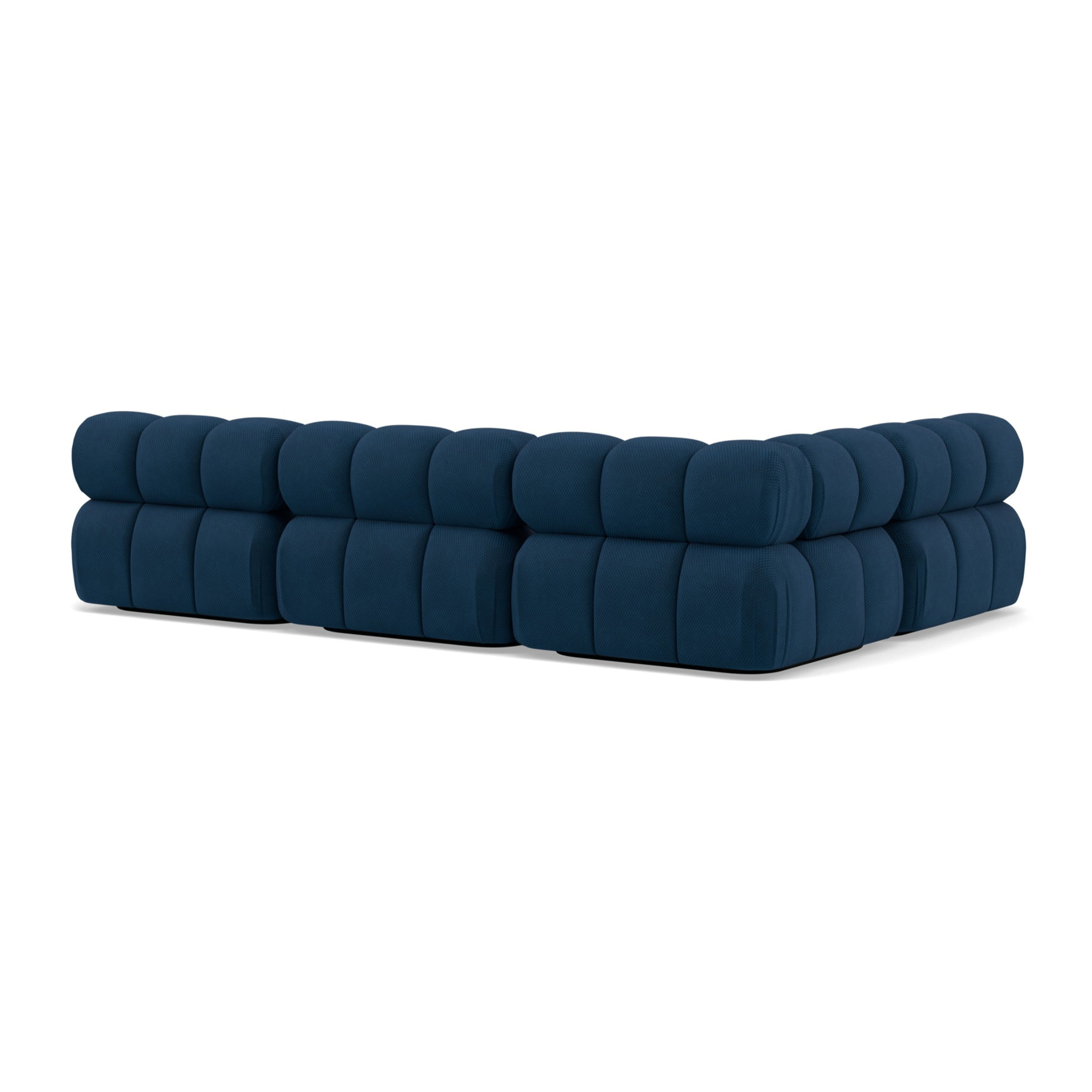 Ruby - canapé modulable d'angle gauche 5 places en velours texturé - Bleu