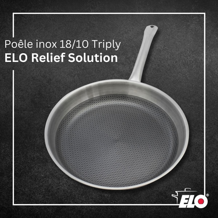 Poêle en acier inoxydable 18/10 28 cm Elo Relief Solution
