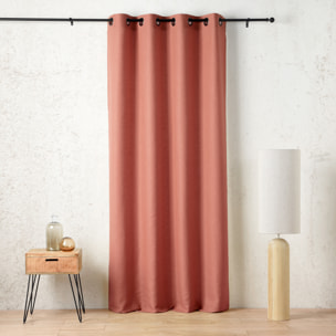 Rideau tamisant à œillets polylin satin - Orange corail