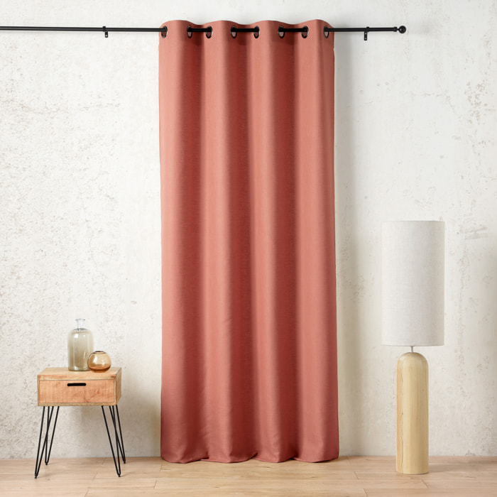Rideau tamisant à œillets polylin satin - Orange corail
