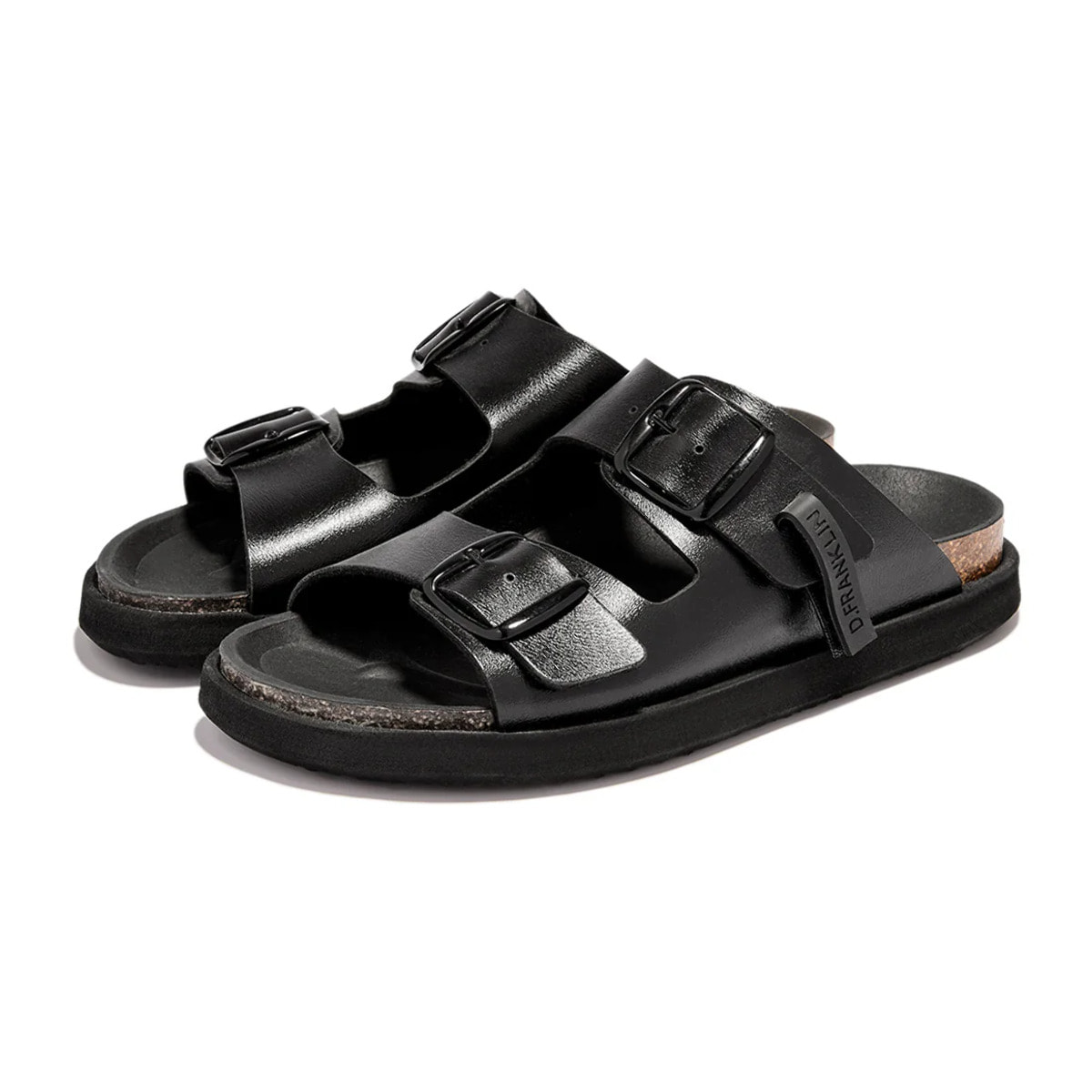 Sandalias de Mujer Cierre Hebilla en Negro Metalizado Vibe