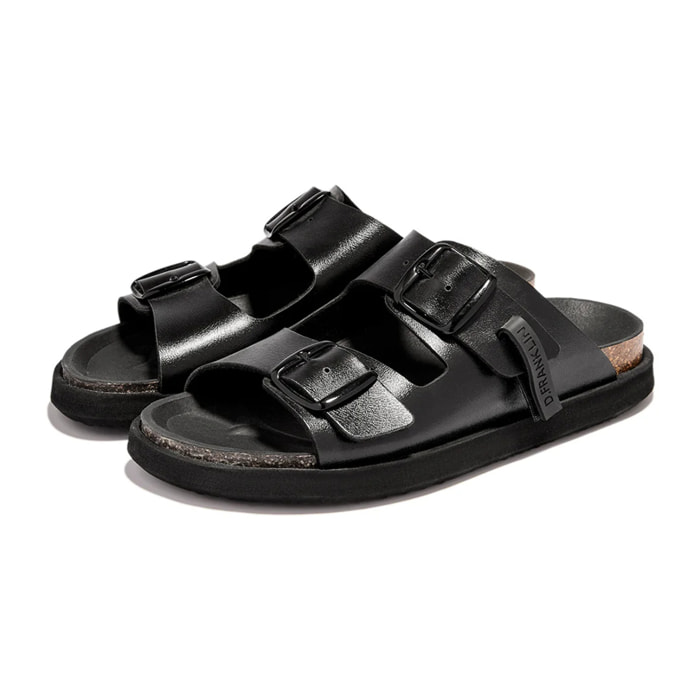 Sandalias de Mujer Cierre Hebilla en Negro Metalizado Vibe