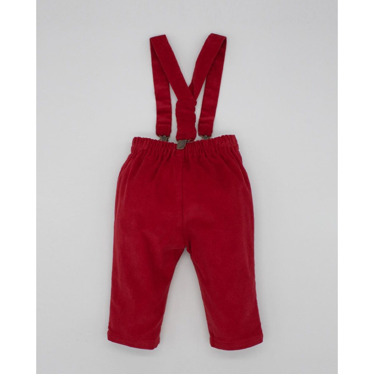 PANTALÓN CON TIRANTES PANA ROJA