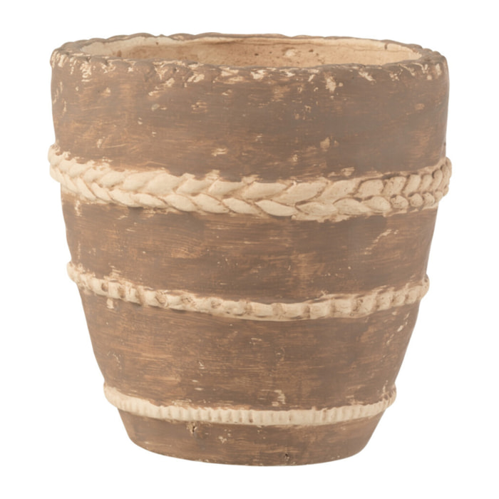 J-Line cache-pot Tresse - poterie - marron - medium - 2 pièces -  Ø 15 cm