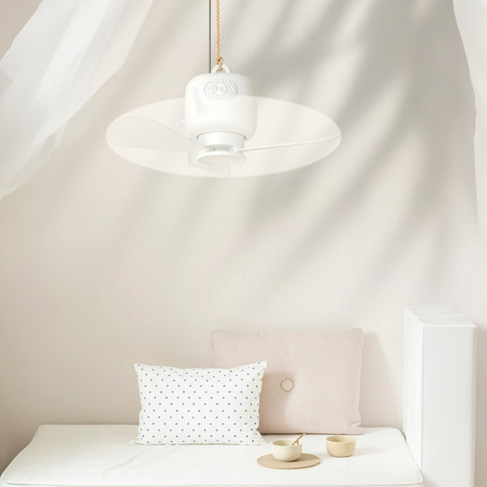 Ventilador de techo FS-6B de 27 cm. Con luz LED integrada y 3 velocidades. Cable de alimentación de 3 metros.