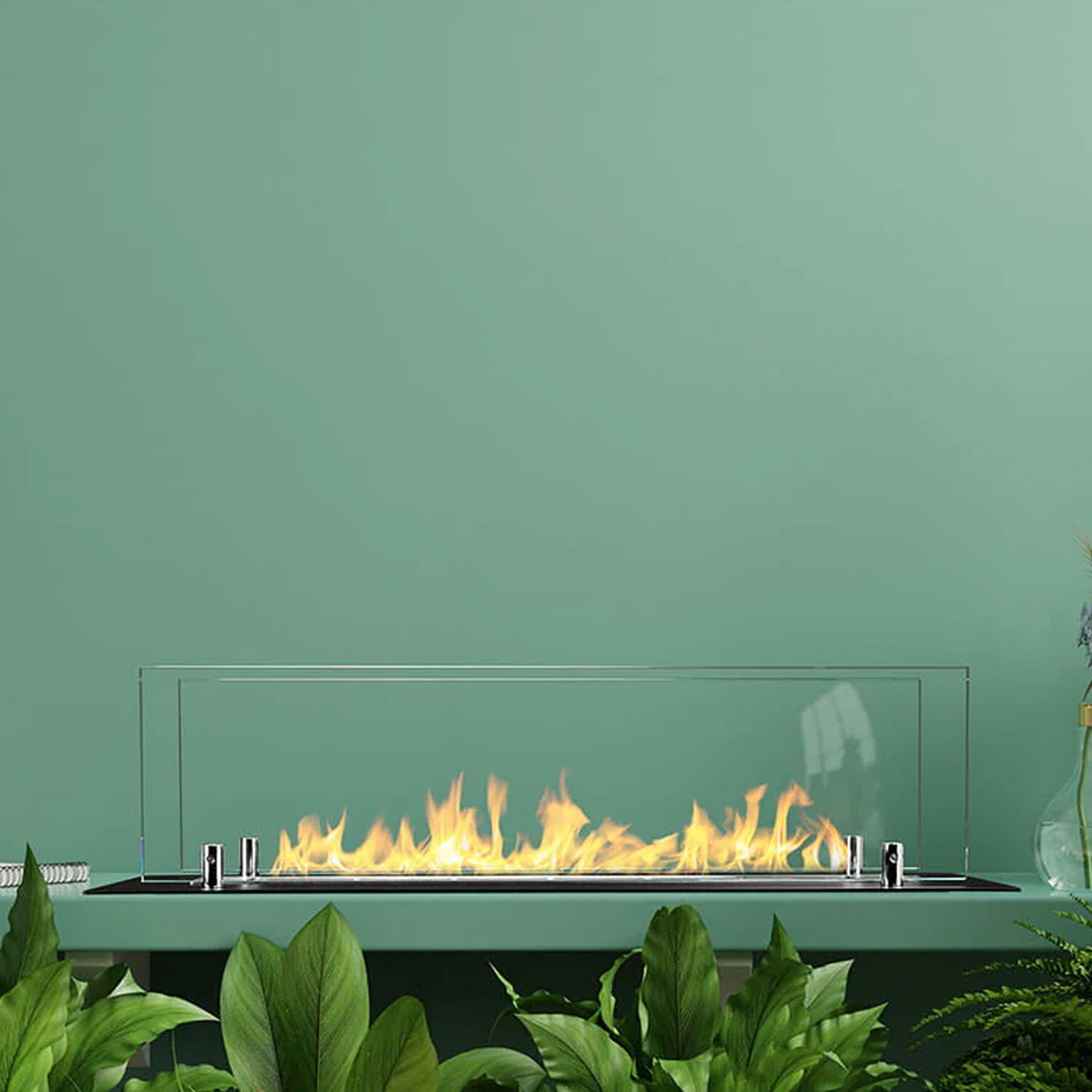 Bruciatore a bioetanolo per camino 0,7 L, in acciaio inox e vetro temperato 64,5 cm