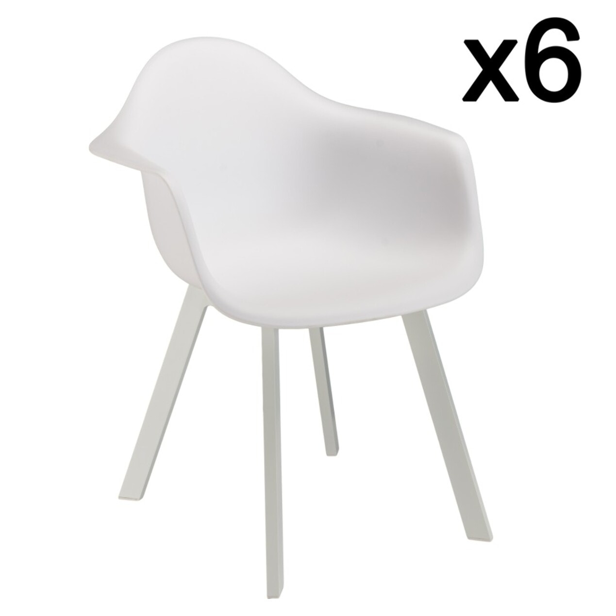 MALO - Lot de 6 fauteuils blancs dossier arrondi