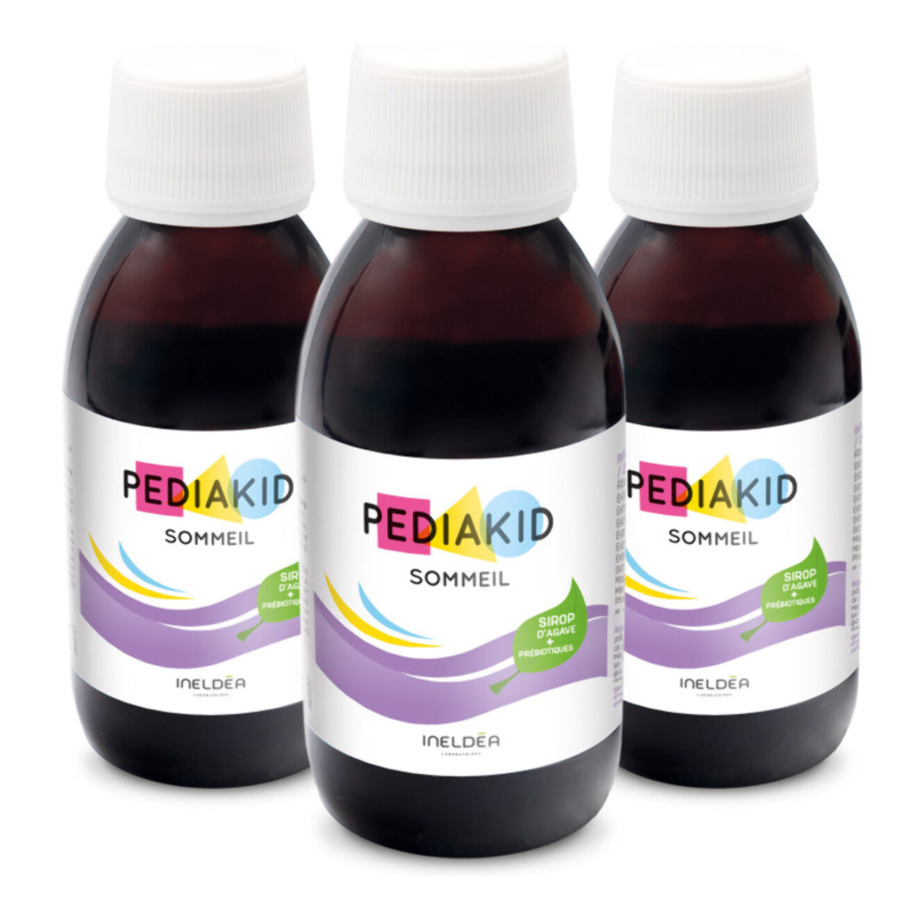 PEDIAKID - Sirop Sommeil - Complément Alimentaire Naturel - Formule Exclusive au Sirop d'Agave - Améliore la Qualité du Sommeil - Favorise l'Endormissement - Arôme Cerise - Lot de 3 sirops 125ml
