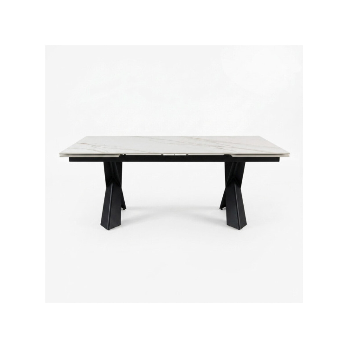 Table à manger extensible 200/300cm céramique blanc effet marbré - NYLA