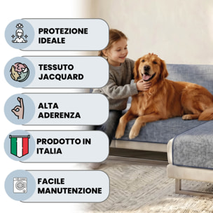 COPRIDIVANO PENISOLA DESTRA COMFORT, Antiscivolo, Cotone+Microfibra+Fibre Varie, Made in Italy - BLU SCURO