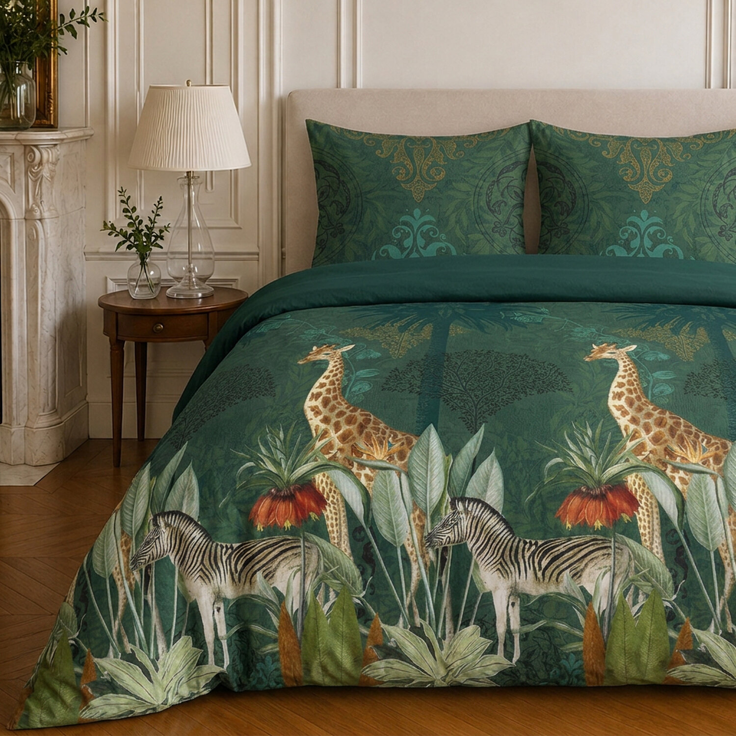 Parure housse de couette 100% coton motif tropical - ZAMBI