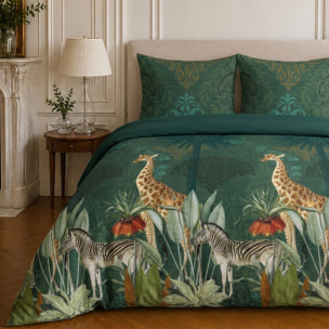 Parure housse de couette 100% coton motif tropical - ZAMBI