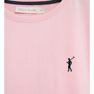 Camiseta rosa de manga corta y cuello redondo con bordado Rigby Go