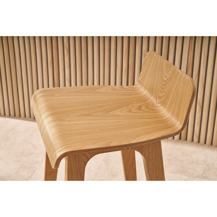 Tabourets de bar scandinaves en bois clair H75 cm (lot de 2) BALTIK