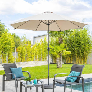 Parasol droit rond "Sisko" taupe D2,7m en aluminium traité époxy
