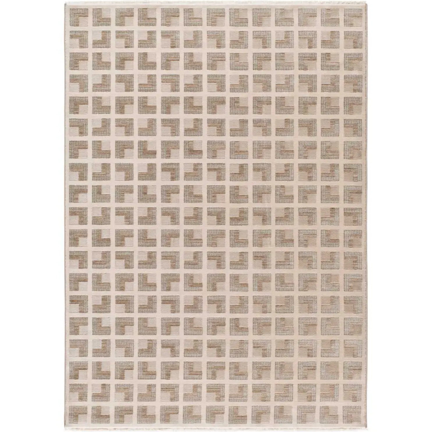 ONA Alfombra geométrica con flecos beige, varias medidas disponibles.