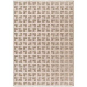 ONA Alfombra geométrica con flecos beige, varias medidas disponibles.