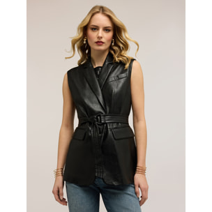 Motivi - Gilet con cintura e tasche - Nero