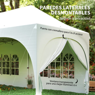 Carpa Plegable 6x3 m, Pop-up, con 6 Laterales Extraíbles, Cenador de Jardín con Altura Ajustable, Ventanas, Bolsa de Transporte, UPF30+, Gazebo para Camping, Fiestas, Exterior, Gris Claro