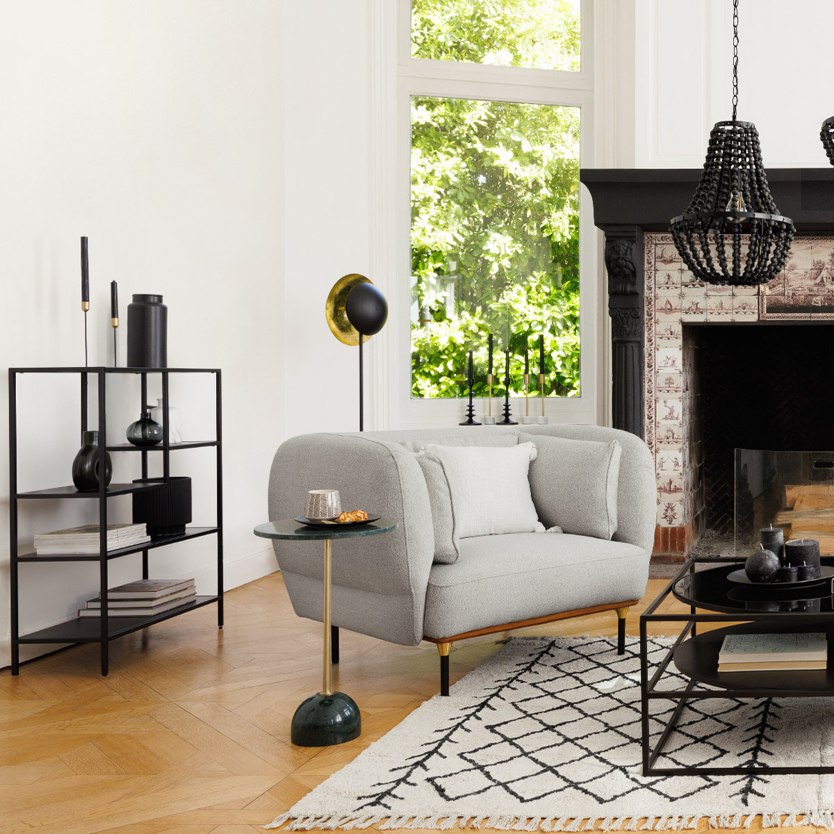 Étagère "Gota" - 5 étages - métal - noir - 75x100 cm