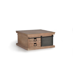 Mesa de centro - madera de mango y metal - 45x90x90cm