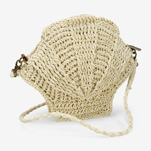 Bolso bandolera concha beige en rafia