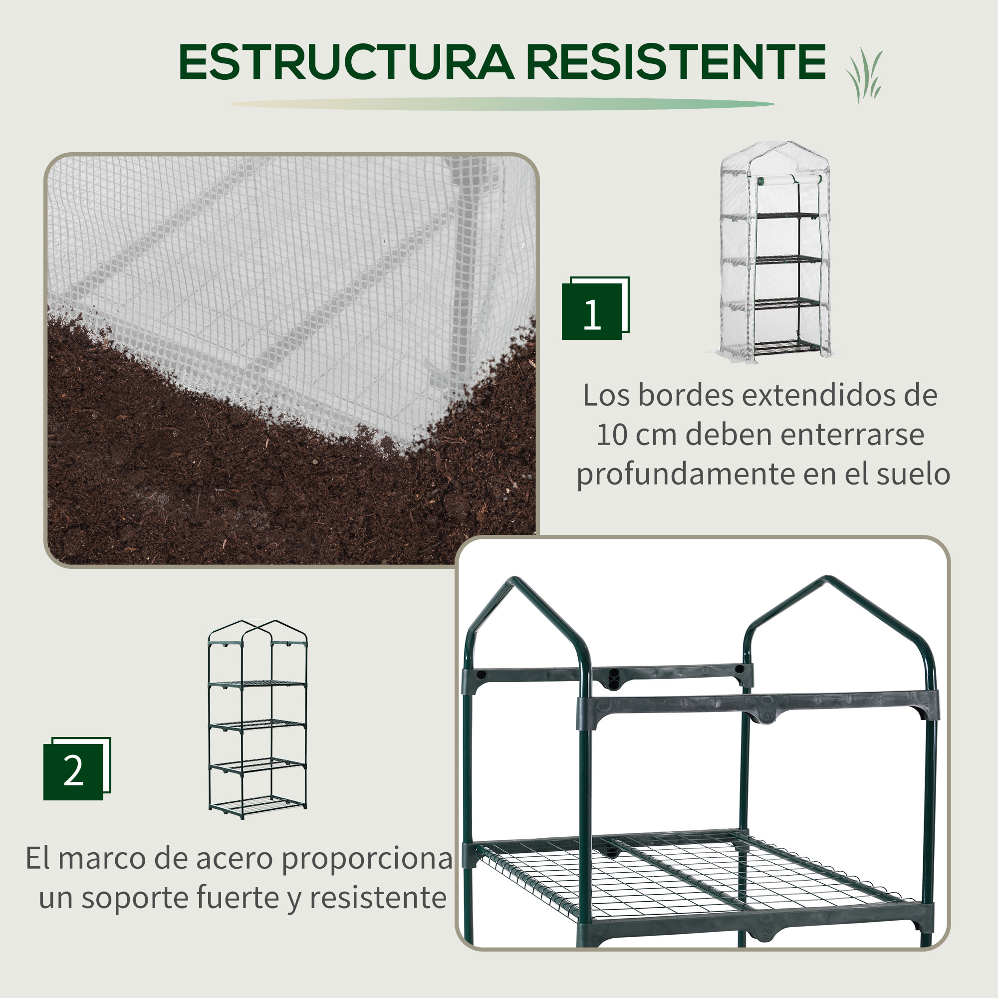 Invernadero de Jardín con 4 Estantes y Cubierta de PE Cultivo de Plantas Blanco