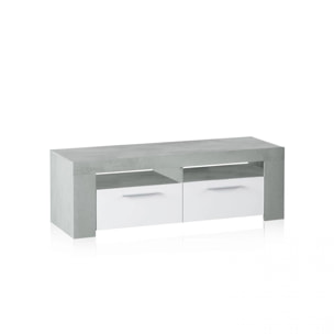 Mueble TV Dara Blanco Artik (Blanco Mate) - Gris Cemento