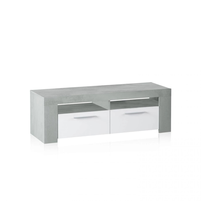 Mueble TV Dara Blanco Artik (Blanco Mate) - Gris Cemento
