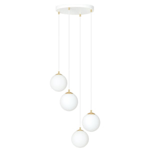 Lampada a sospensione ROYAL in acciaio bianco e oro