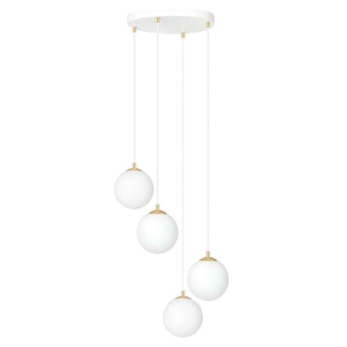 Lampada a sospensione ROYAL in acciaio bianco e oro