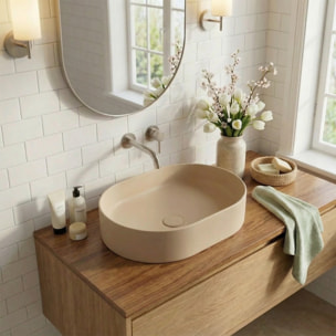 Vasque à poser ovale 50 x 36,5 x 12 cm sans trop-plein moka mat PixL (CEPX5037MOM)