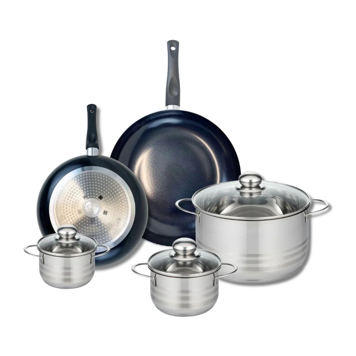 Ensemble de 2 Poêles de cuisson 24 et 28 cm et 3 faitouts 12, 14 et 24 cm Elo Prima Brillant