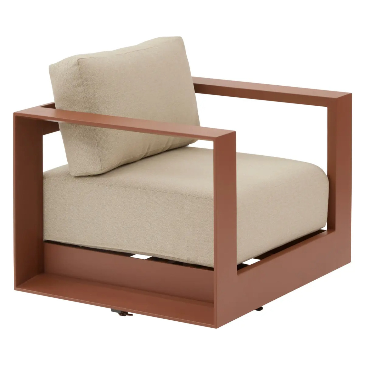 Fauteuil de salon de jardin rotatif ALLURE Beige / Acajou