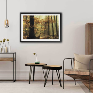 Affiche ""les feuilles d'automne"" Affiche + cadre en bois - Noir