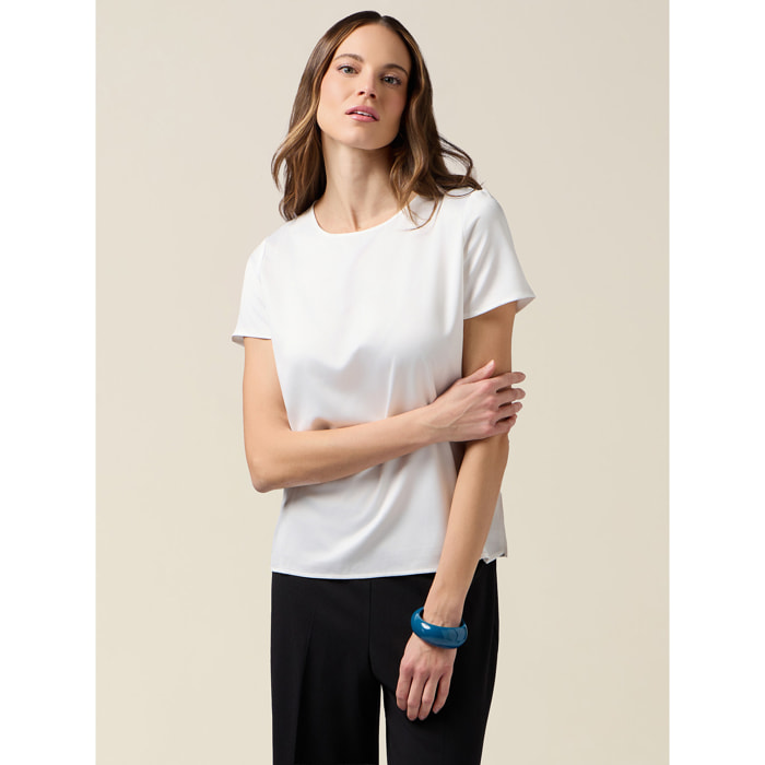 Oltre - T-shirt bimaterica - Bianco