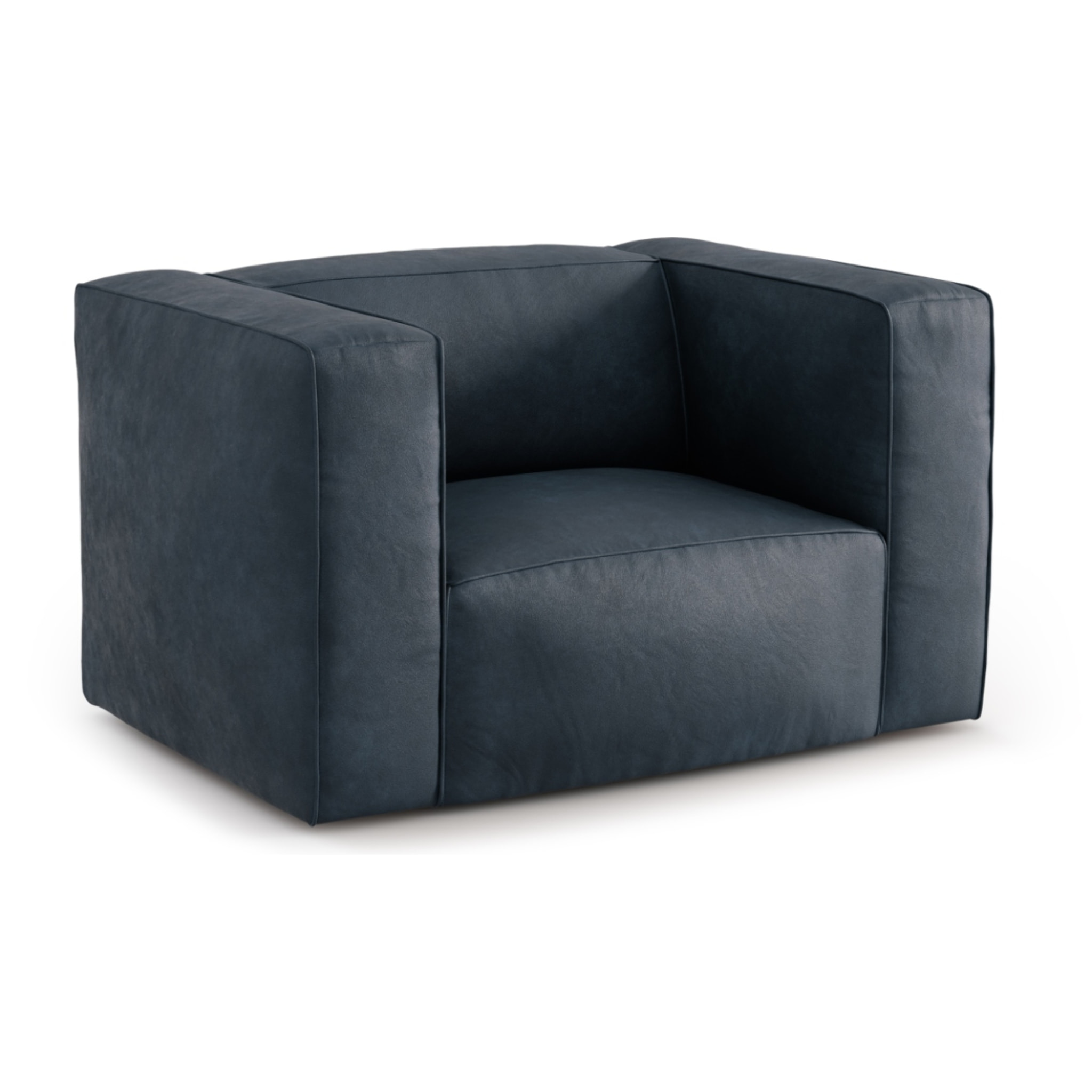 Fauteuil "Muse" en cuir véritable bleu