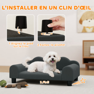 Canapé chien lit pour chien chat design contemporain coquillage dim. 66L x 42l x 28,5H cm gris