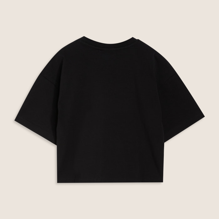 T-shirt Bambina Oversize Cropped con Logo laterale