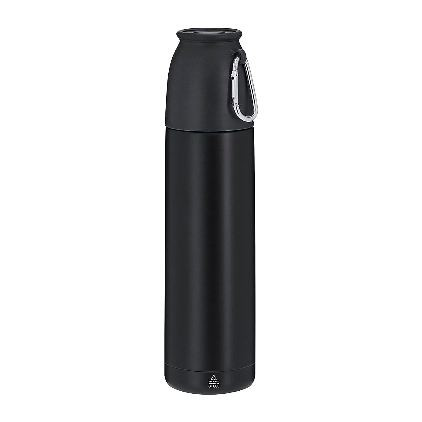Set de termo con taza en Acero Inox Reciclado. Termo de 500 ml de capacidad y de doble pared con taza de 120ml.