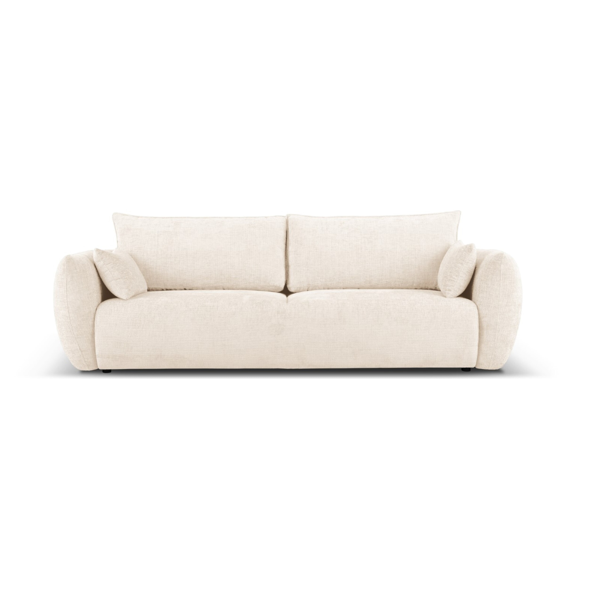 Canapé convertible avec coffre de rangement "Matera" 3 places en chenille beige clair
