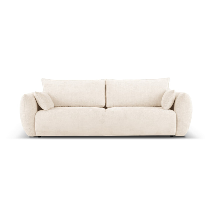Canapé convertible avec coffre de rangement "Matera" 3 places en chenille beige clair
