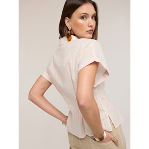 Motivi - Camicia in mussola a righe lurex - Rosa
