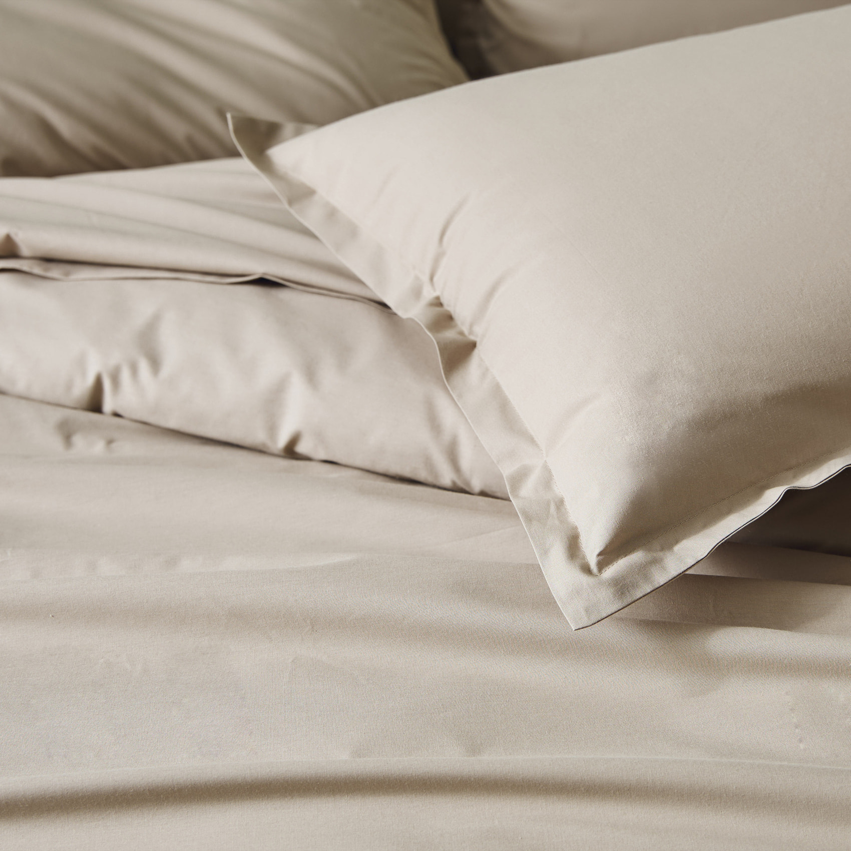 Drap plat piqué uni en percale de coton - Lin