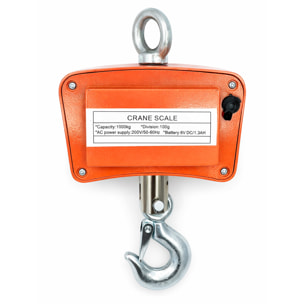 Bilancia Dinamometro da Gru 1000 kg Laredo Con Gancio Industriale In Acciaio Inox Digitale LED a Sospensione Bilancia Industriale Professionale