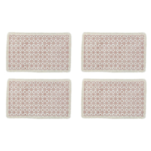 Lot de 4 sets de table en coton terracotta avec franges  BOHEME