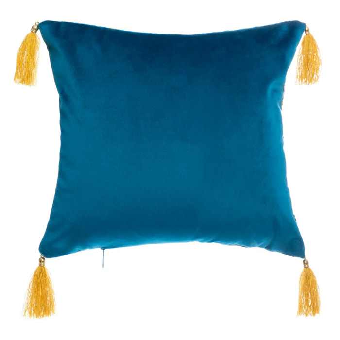 Coussin "Glitter" en velours bleu canard 40x40 cm